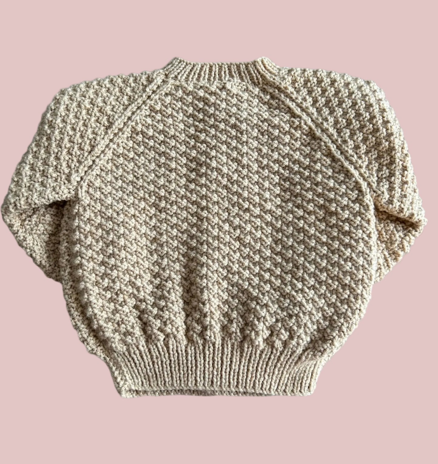 Beige Unisex Cable Knit Cardigan