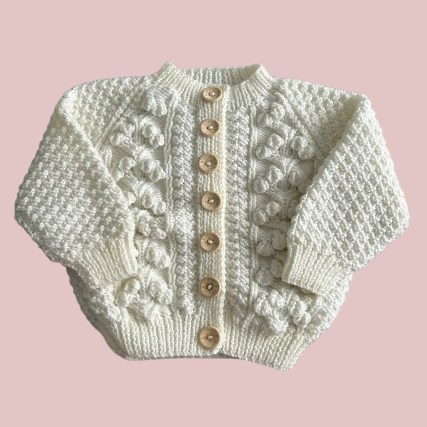 Natural Girls Bobble Knit Cardigan