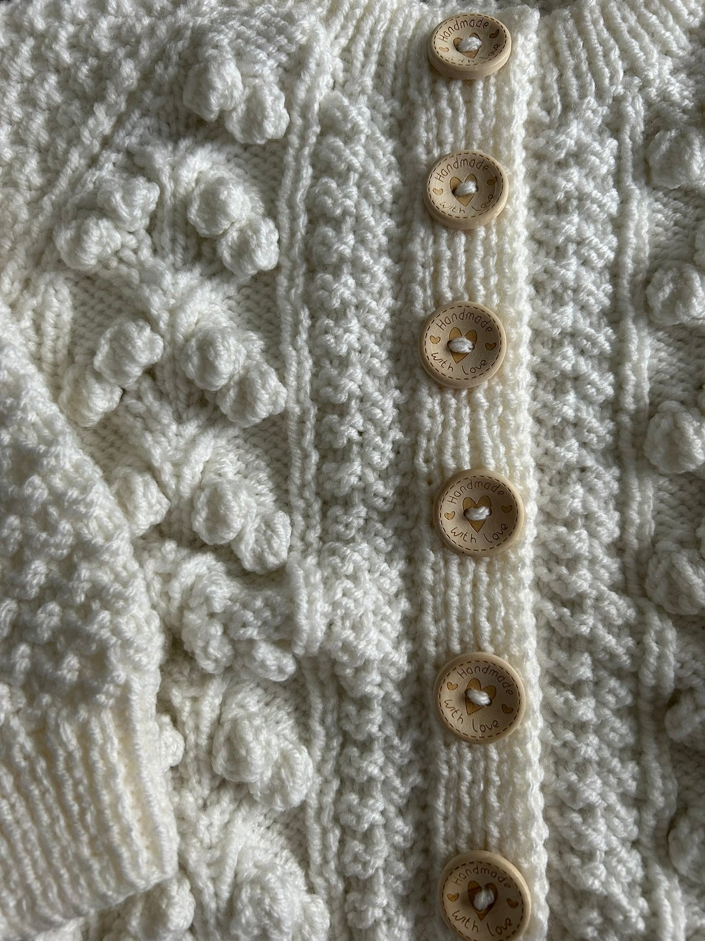 Natural Girls Bobble Knit Cardigan