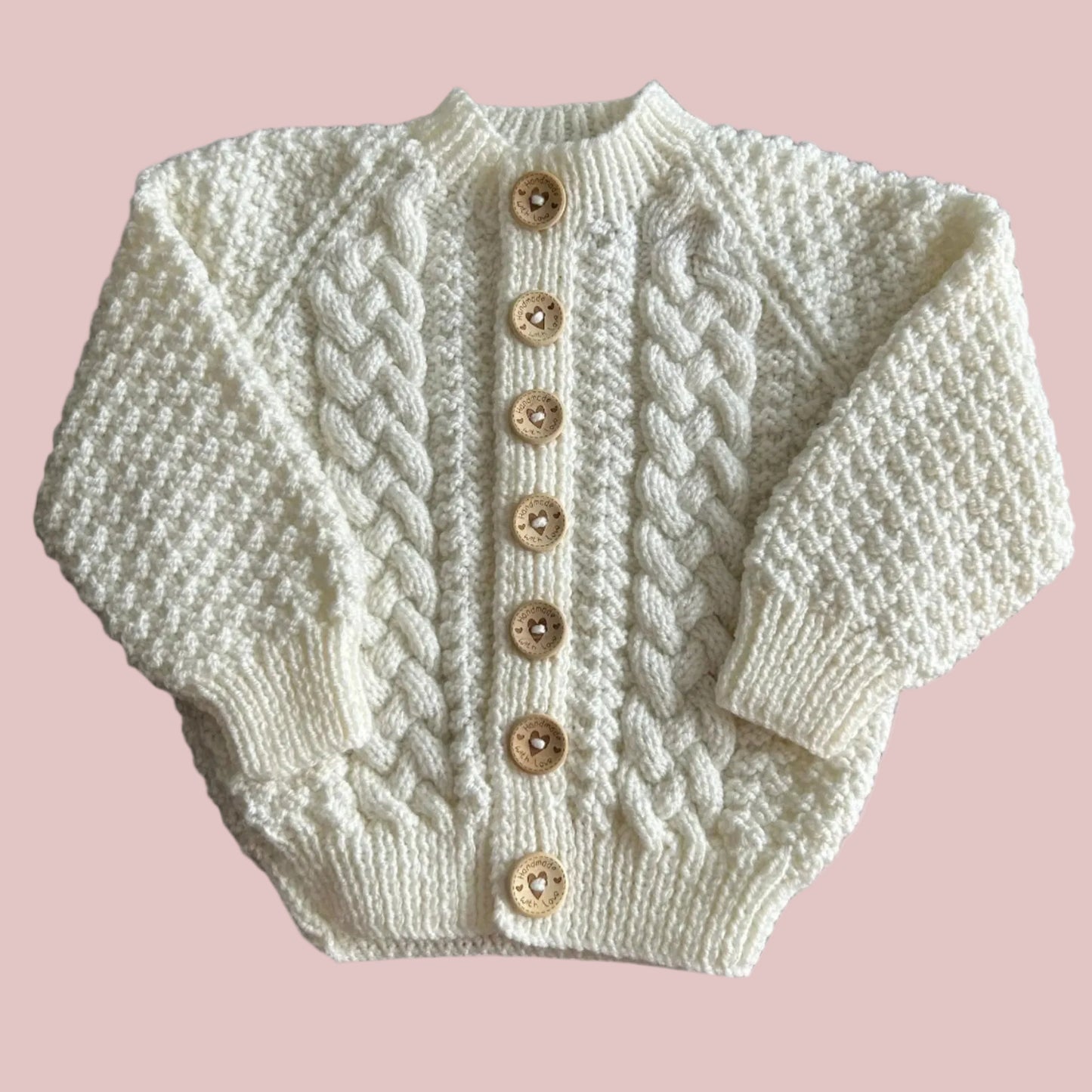Natural Unisex Cable Knit Cardigan