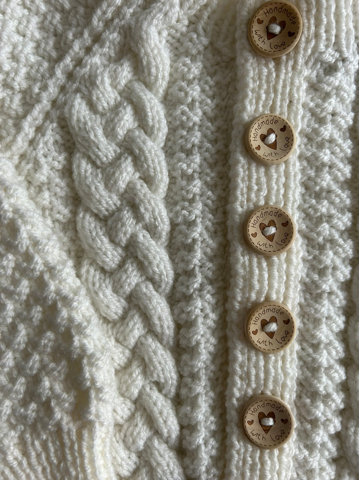 Natural Unisex Cable Knit Cardigan